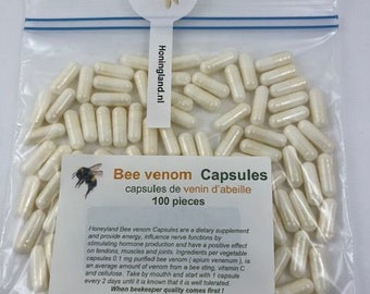 Bee venom Capsules, capsules de venin d'abeille, Bee venom Capsules 100 pieces. Food supplement