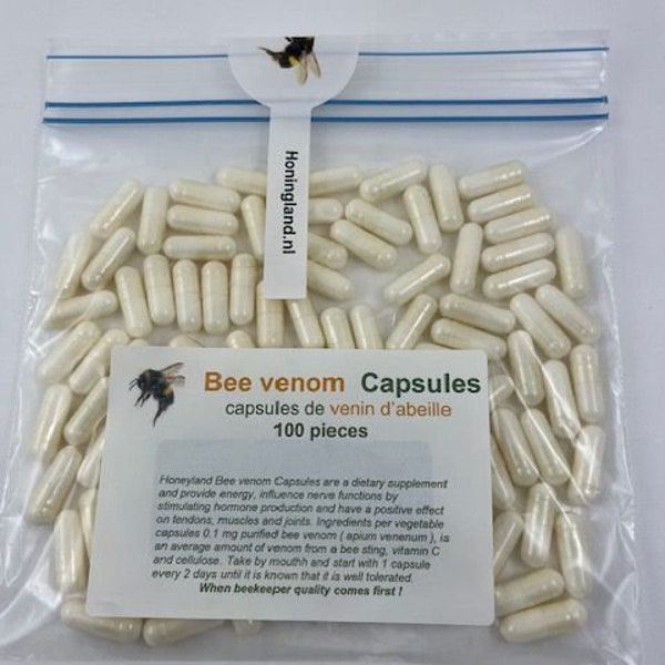 Bee venom Capsules, capsules de venin d'abeille, Bee venom Capsules 100 pieces. Food supplement