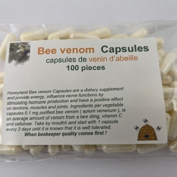 Capsules de venin d'abeille, capsules de venin d'abeille, Capsules de venin d'abeille 100 pièces. Complément alimentaire