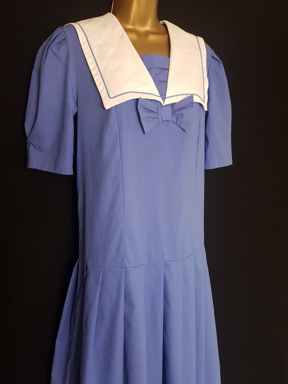 Vintage Laura Ashley Blue White Sailor Style Dress