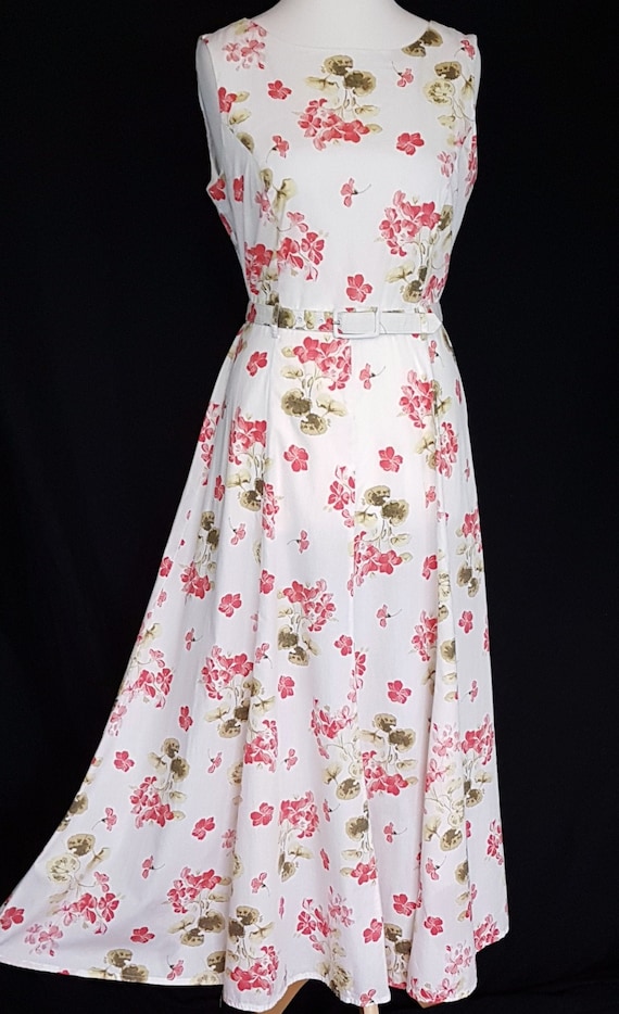 Vintage Laura Ashley Sundress Size UK 12 White Red