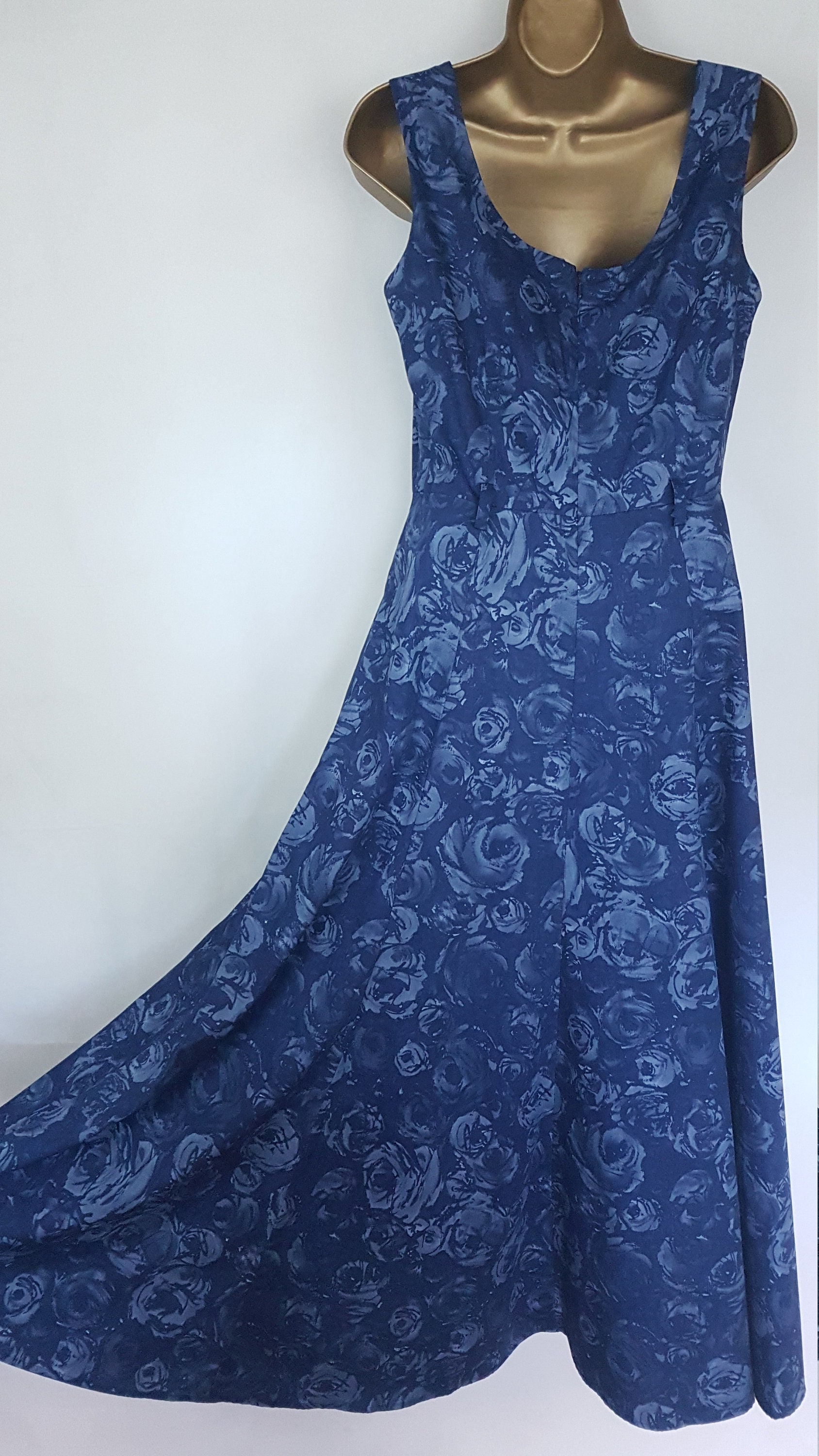 Vintage Laura Ashley Summer Dress Size UK 10 Blue Rose Print | Etsy