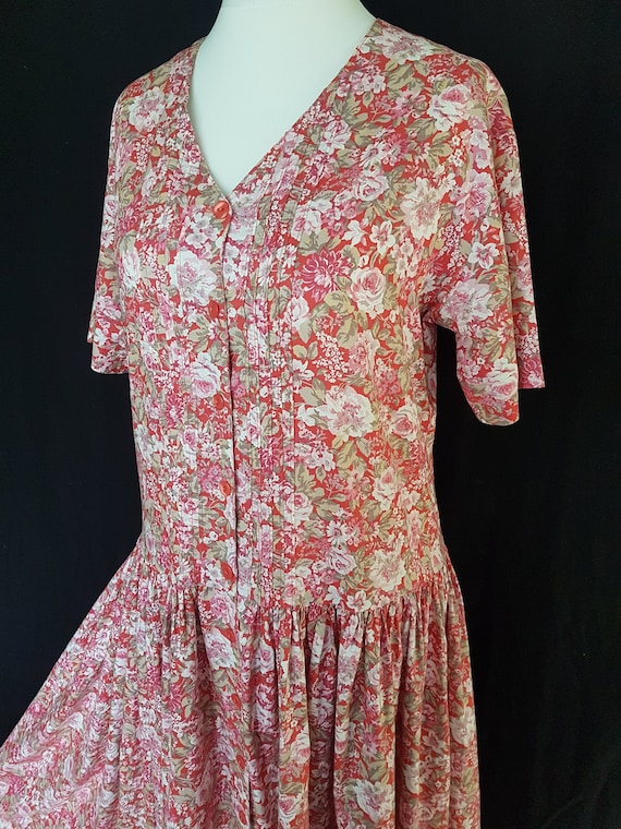 Laura Ashley Vintage Dress UK 14 Summer Pink Flora