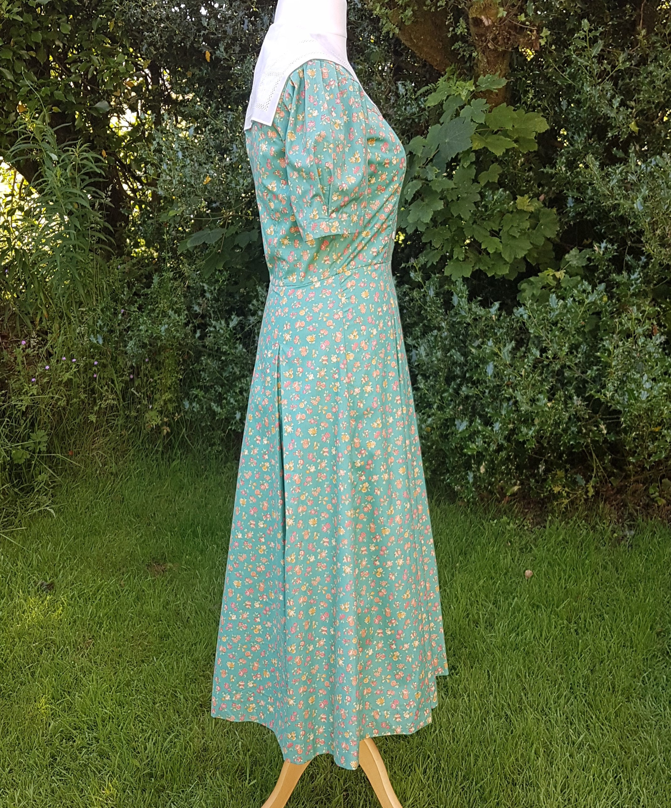 Laura Ashley Size 12 Vintage Green Floral Summer Dress | Etsy