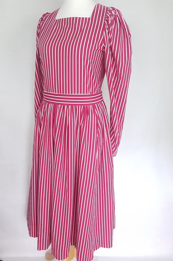 Vintage Laura Ashley Dress UK 14 Pink and White St