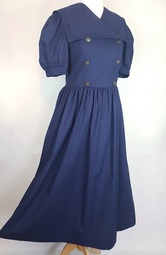 Laura Ashley Navy Blue Dress with 'Sailor Style' C