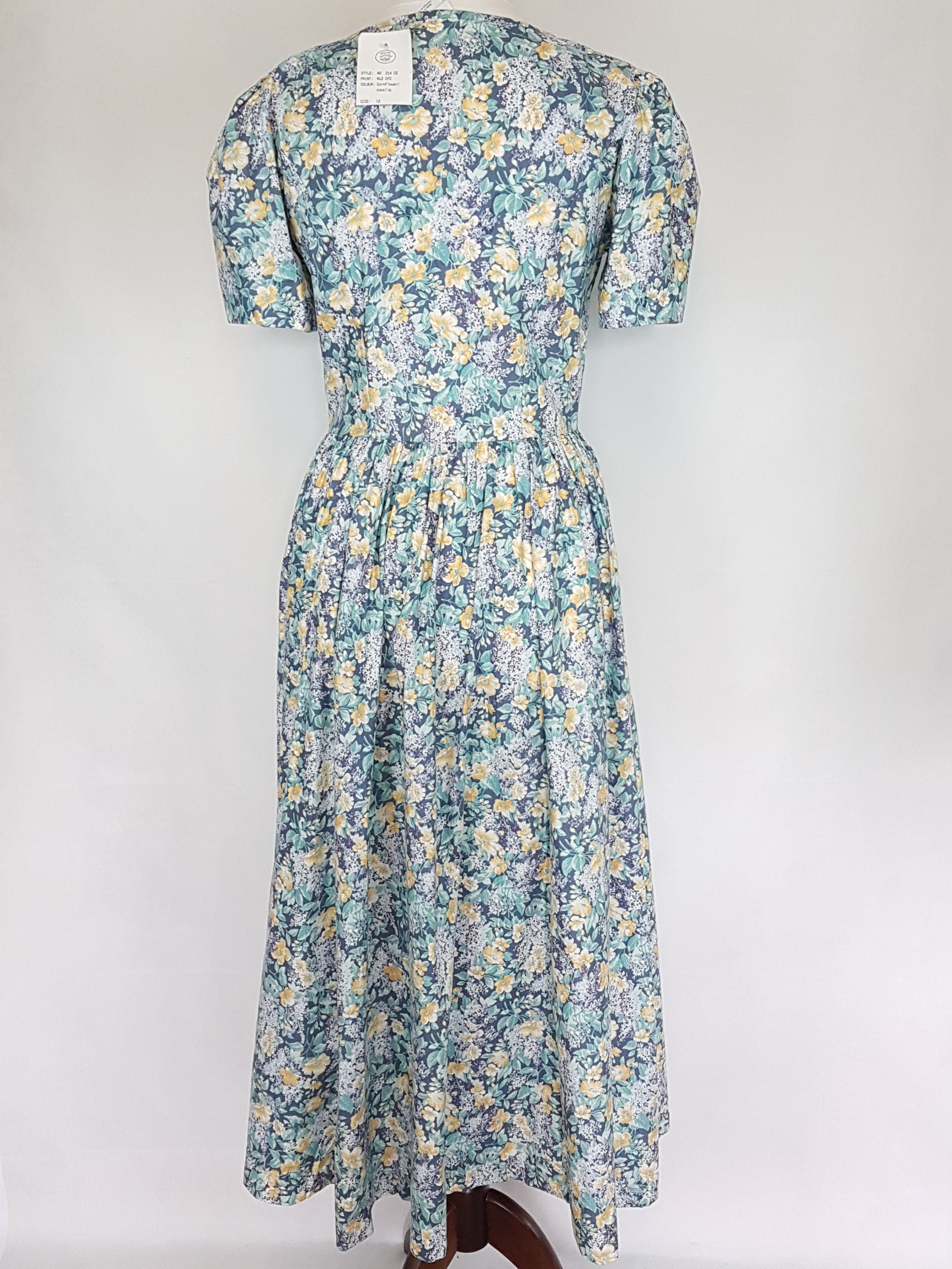 Laura Ashley Size UK 12 Dress Blue Yellow Cornflower Cowslip - Etsy UK