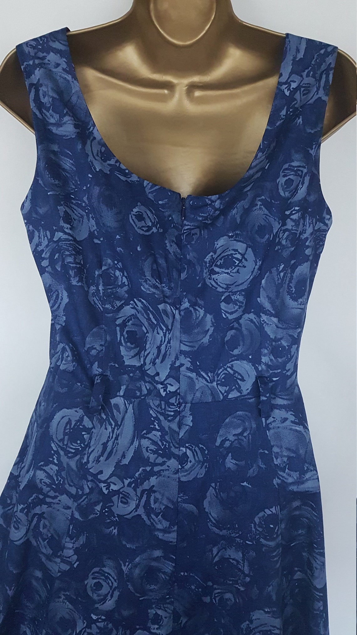 Vintage Laura Ashley Summer Dress Size UK 10 Blue Rose Print | Etsy