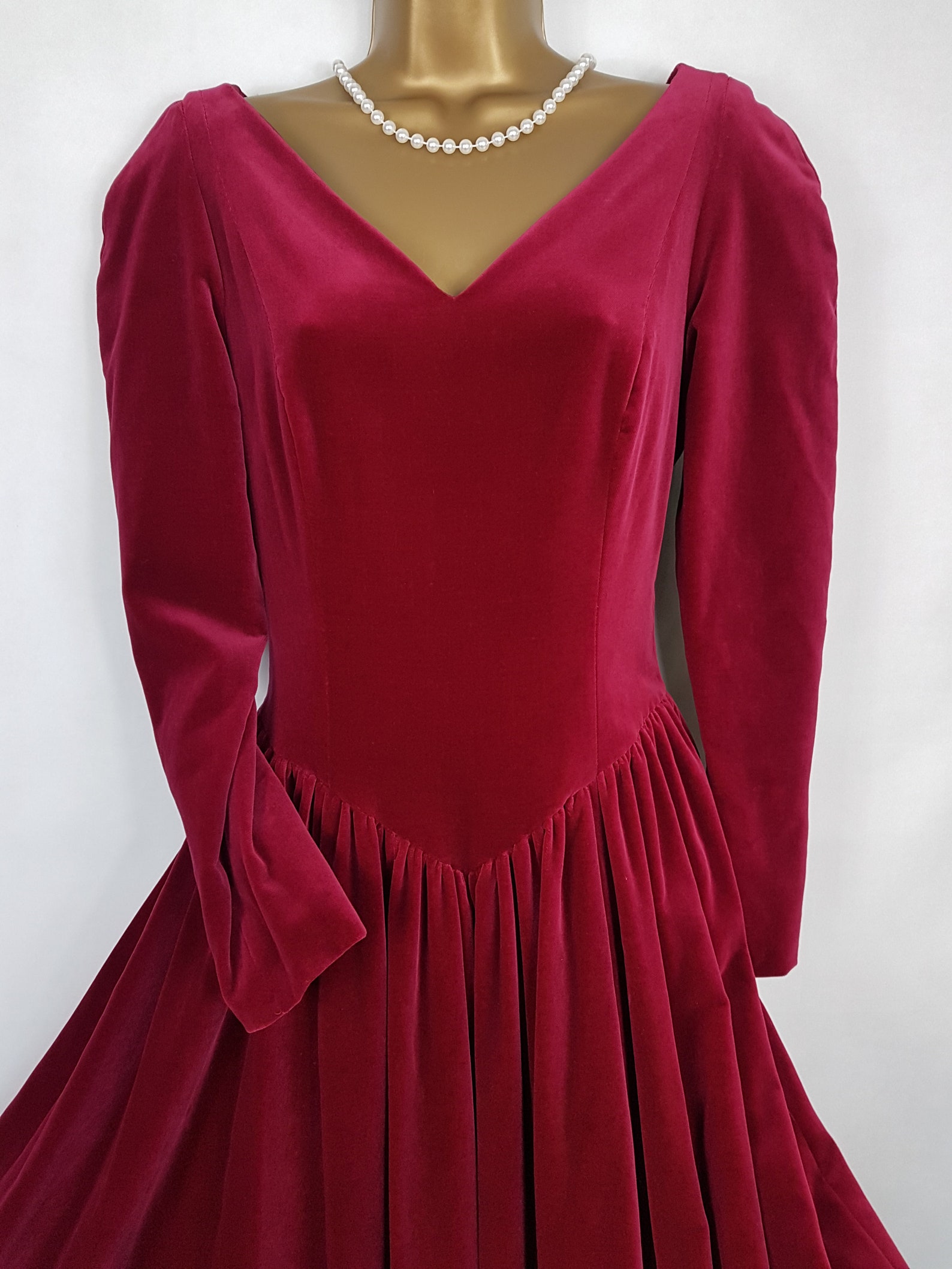 Vintage Raspberry Red Velvet Dress from Laura Ashley Size UK Etsy