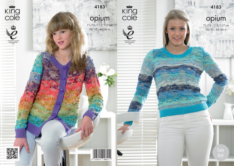 KNITTING PATTERN Ladies V-Neck Textured Jacket /& Jumper Chunky King Cole 4422