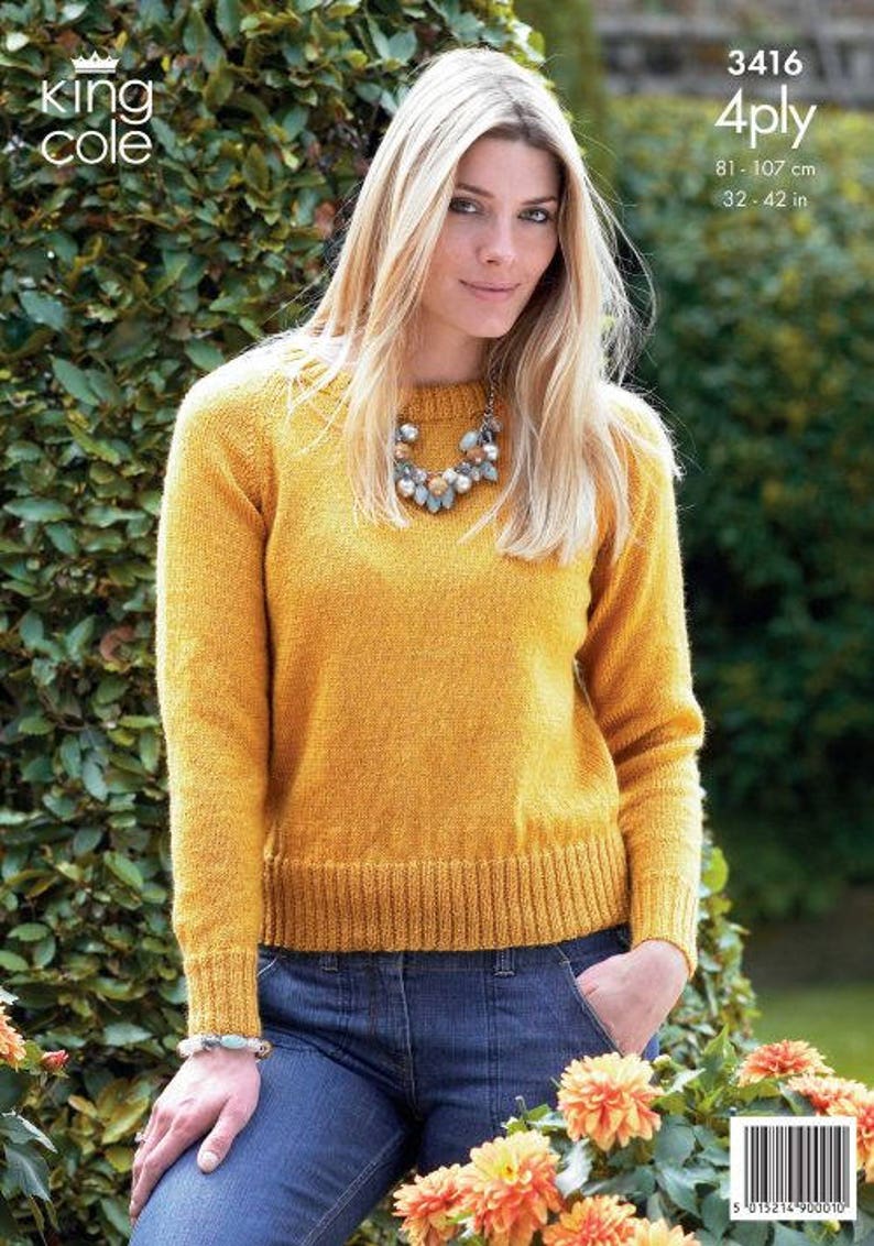 Cardigan & Sweater in King Cole 4 Ply Pattern 3416 Pattern Etsy