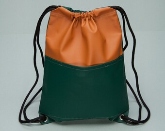GREEN AND BRONZE backpack Drawstring bag Festival bag
