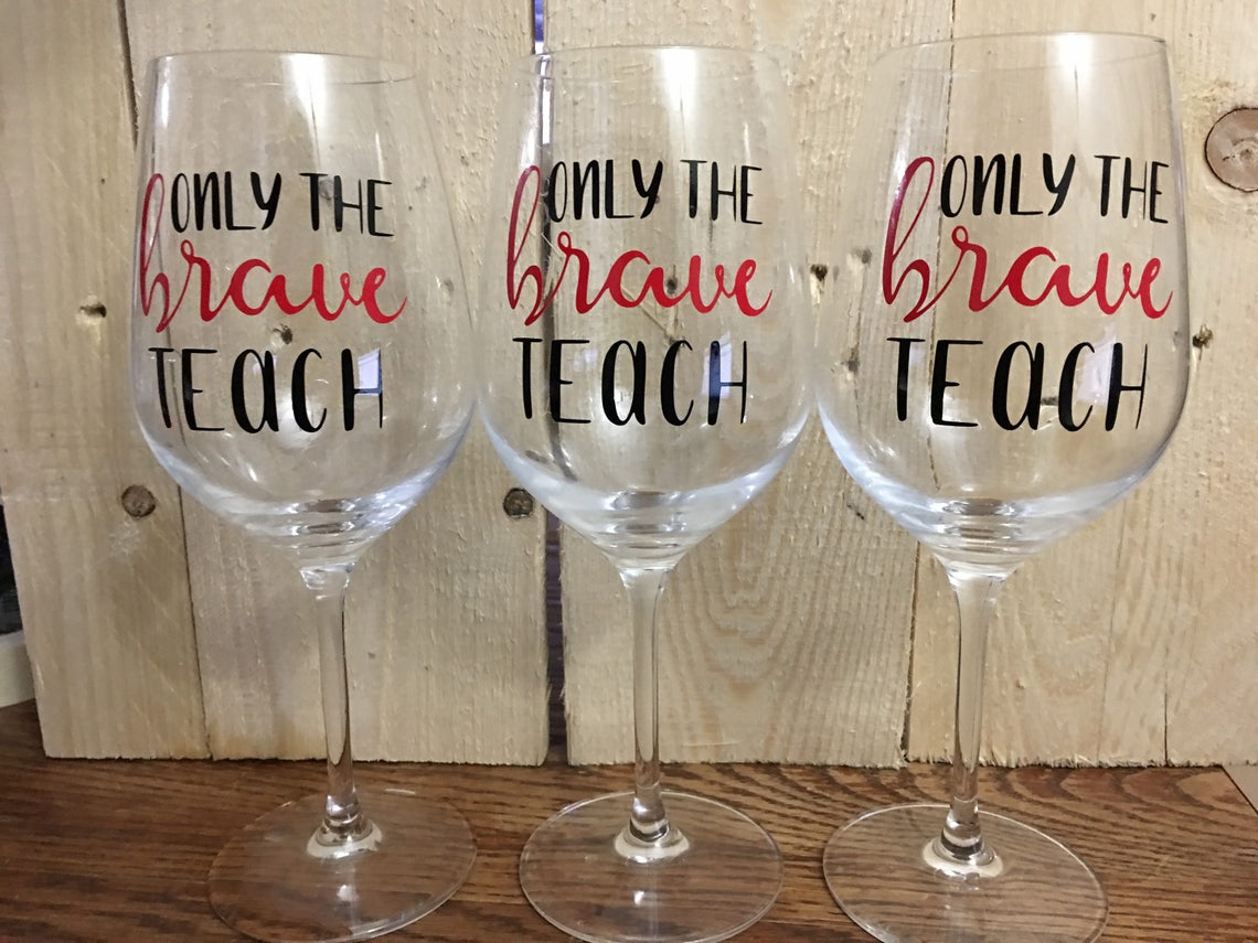 Custom Teacher Wine Glass Personalized Teacher Wine Glass Etsy