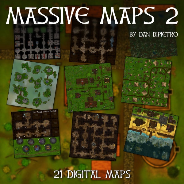 Massive Maps 2 - 21 Digital Map Download - DnD Battle Map, D&D, Dungeons and Dragons, 5e, Pathfinder, Roll20, Fantasy Grounds, Foundry, VTT