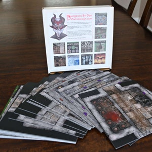 Town & Dungeon Tiles 3 em 1 - Dungeons and Dragons World Terrain Tiles - Role Play Battlemap - Dungeon Master Gift