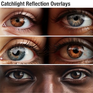 May include: Close-up of three pairs of eyes with different colored irises. The eyes are brown, blue, and hazel. The eyes are looking directly at the camera.