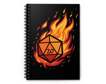 D20 Crit DnD Dice Spiral Notebook - Ruled Line RPG Journal