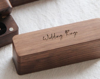 Wedding Ring Box - Long Walnut Jewellery Box - Wedding Ring Bearer Box