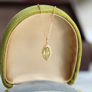 Peridot pendant Necklace 18K gold filled adjustable 18-inch chain necklace