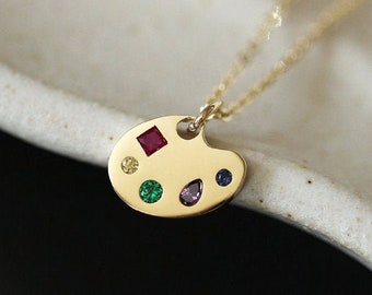 9K Solid Gold Colour Palette Pendant Necklace - Artistic and Trendy | Must-Have Jewelry for Creatives