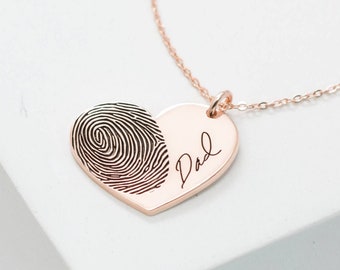 Personalised Fingerprint Necklace •  Handprint Necklace • Personalised Gift • Dainty Necklace • GIFT FOR HER