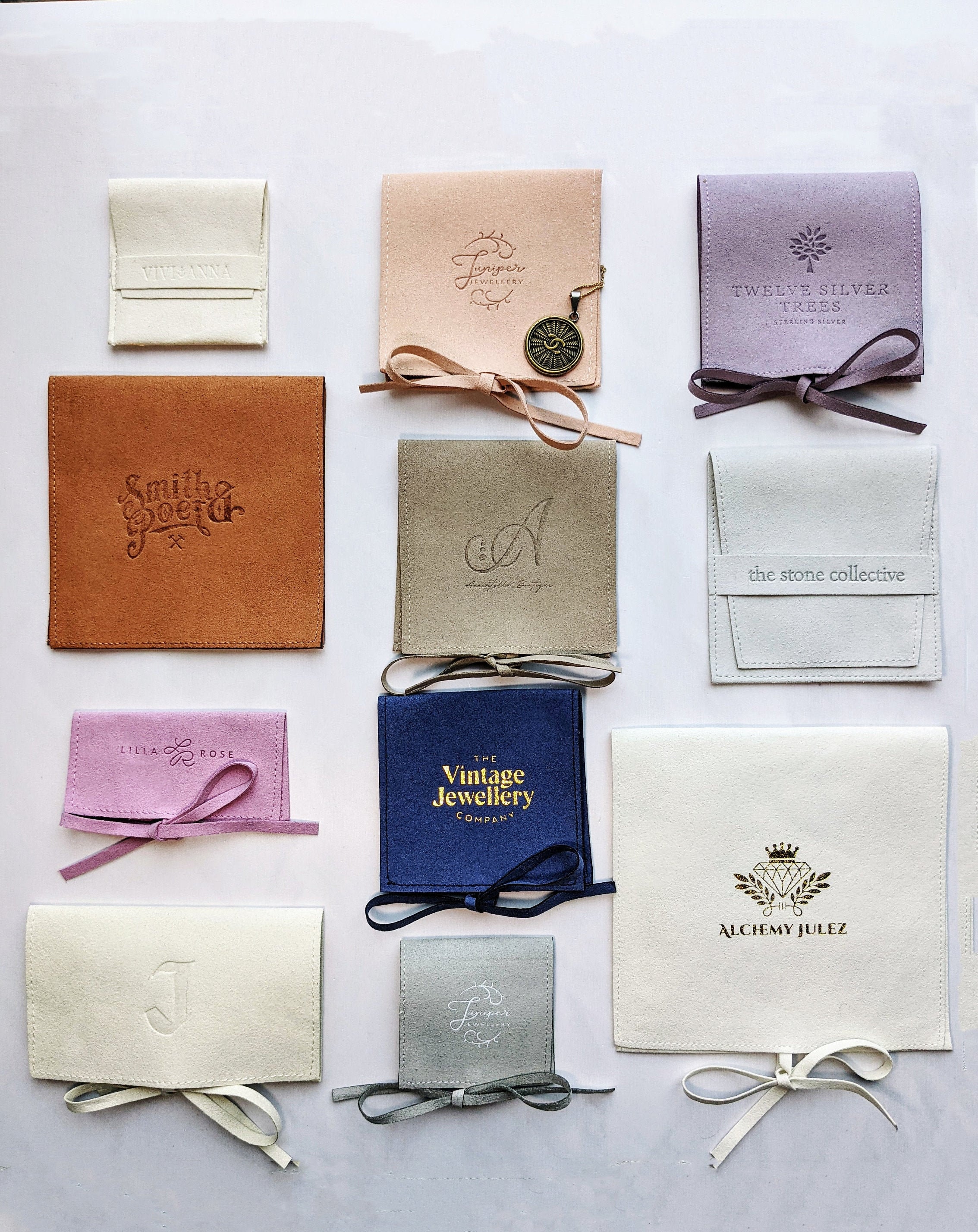 100 Custom Jewelry Packaging Bags Pouches Custom Deboss Logo Print