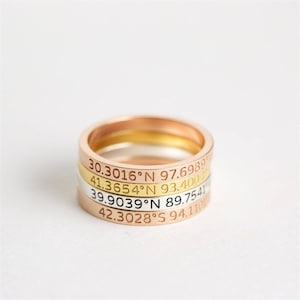 GPS Coordinates Ring - Longtitude Latitude Gift - Anniversary Gift - Location Ring - Personalized Gift - Graduation Gift