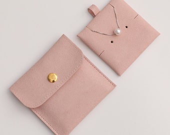 Pochette cadeau bijoux en daim végétalien avec inserts | Sac à bijoux | Rangement bijoux | Sac cadeau en or rose