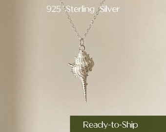 Silver Seashell Necklace - S925 Sterling Silver Necklace - Ocean's Gift - GenYStudio Fine Jewellery Collection