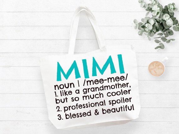 "Mimi" Definition Canvas Tote Bag - Perfect Gift For Grandma, Book Bag, Beach Tote & Shopping Bag - 18x15 Inches - View #4