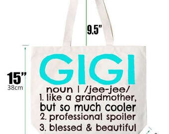 „Gigi“ Canvas-Tragetasche – Lustige Typografie, Großes Fassungsvermögen Für Einkauf & Reise