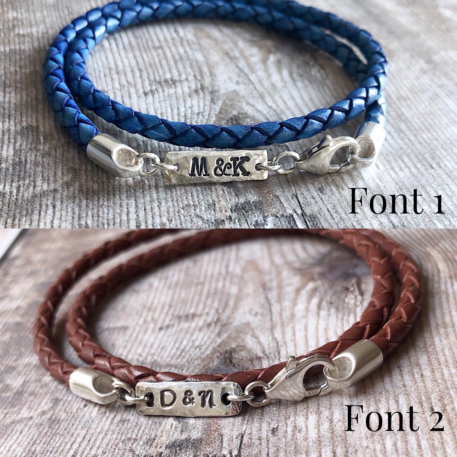 Personalised Leather Bracelet Name Initial Bracelet Sterling Etsy UK