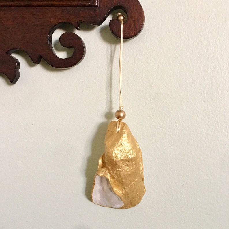 Hostess Gift Coastal Beach House Decor Hanging Ornament Reversible Oyster Shell Trinket Dish Hand Painted Doorknob Hanger