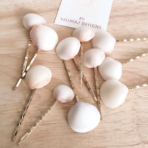 Bright White Seashell Hair Bobby Pin, Handpicked in the Wild, Music Festival Fashion, Hippie, Boho, Beach Theme Prom, Bridesmaids Favors