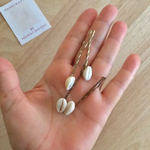Cowrie shell hair bobby pins