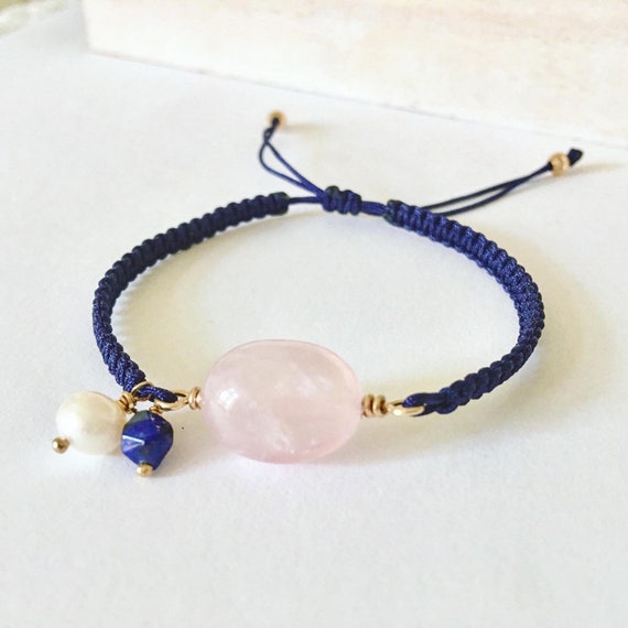 Rose Quartz Bracelet With Freshwater Pearl and Gemstone Charms Easy  No-clasp Closure Ideal for Gifting - Etsy