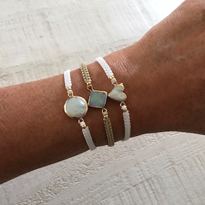 Baroque Pearl Macramé Bracelet - Freshwater Cultured Pearls -  Adjustable Pull-Tie Closure - Bridesmaids Gift