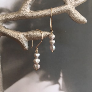 Dainty Baroque Pearl Drop Earrings: 14k Gold-Filled Wire