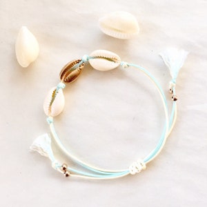 Beach Vibes - massief messing 14k vergulde kauri-armband in kustkleuren - ideaal cadeau