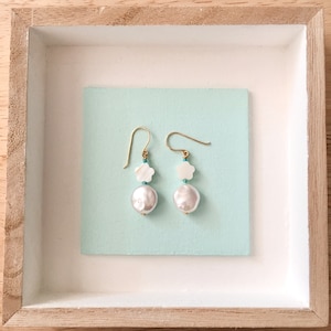 Baroque Pearls and Mother of Pearl Flower Drop Earrings, June Birthstone