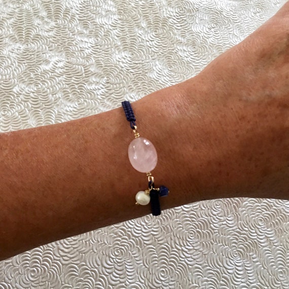 Rose Quartz Bracelet With Freshwater Pearl and Gemstone Charms Easy  No-clasp Closure Ideal for Gifting - Etsy