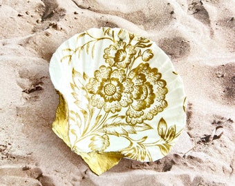 Porta anillos de concha marina decorado a mano: Decoración costera para el hogar