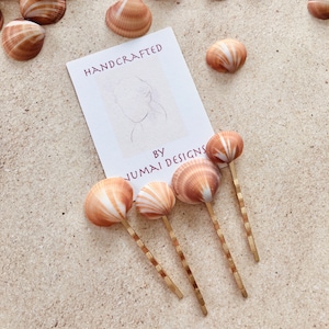 Seashell Bobby Pins - Set of 4, Unique Shells, Beach Boho Hair Accessories