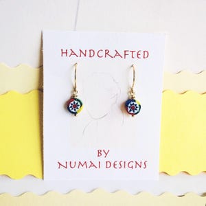 Vintage Italian Murano Millefiori Glass Drop Earrings, Bright and Colorful