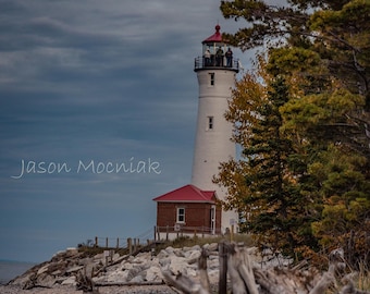 Crisp Point Lighthouse Print / Upper Peninsula Michigan Photography / Nature Landscape Print