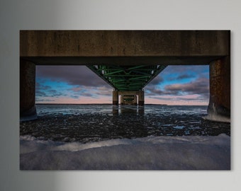 Mighty Mackinac Bridge Metal Print / Great Lakes / Mackinaw City, Michigan Scenic Photography