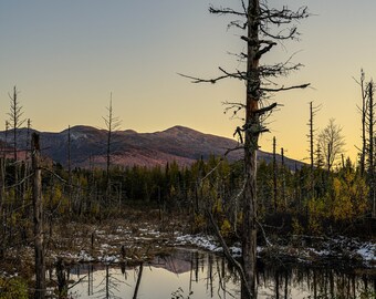 White Mountains and Pond Reflections Vertical Print / New Hampshire / New England Photography