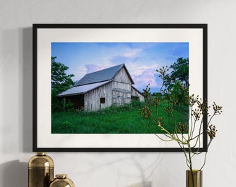 Rural USA Indiana Barn Print / Farm Landscape Photography / Horizontal / Lustre Print / Metal / Canvas Gallery Wrap