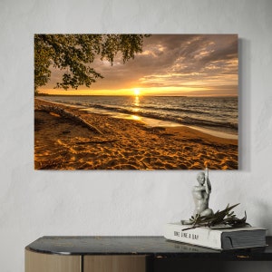 Digital Download - Lake Superior Beach Sunset in Brimley / Lake Superior Michigan Photography / Brimley State Park