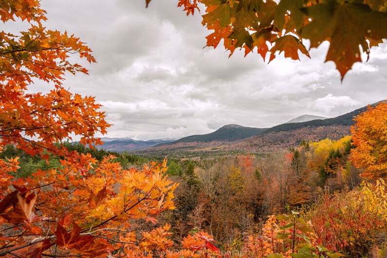 Fall Framing the White Mountains New Hampshire Photography Wall Art Digital Download image 1